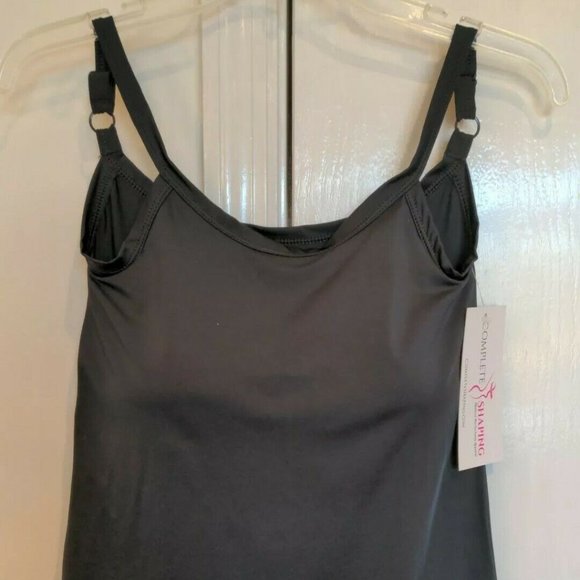 Mastectomy Swim Tankini Top with Integrated Prosthetics, Small w B Cup, NWT, Bla - Picture 2 of 7